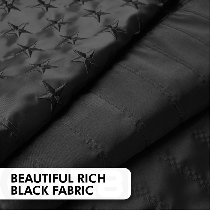 G128 All Black American Flag | 2x3 Ft | Long Lasting US Flag, Made From 210D Polyester, Embroidered Stars, Sewn Stripes, Brass Grommets, Vivid Color, Outdoor/Indoor
