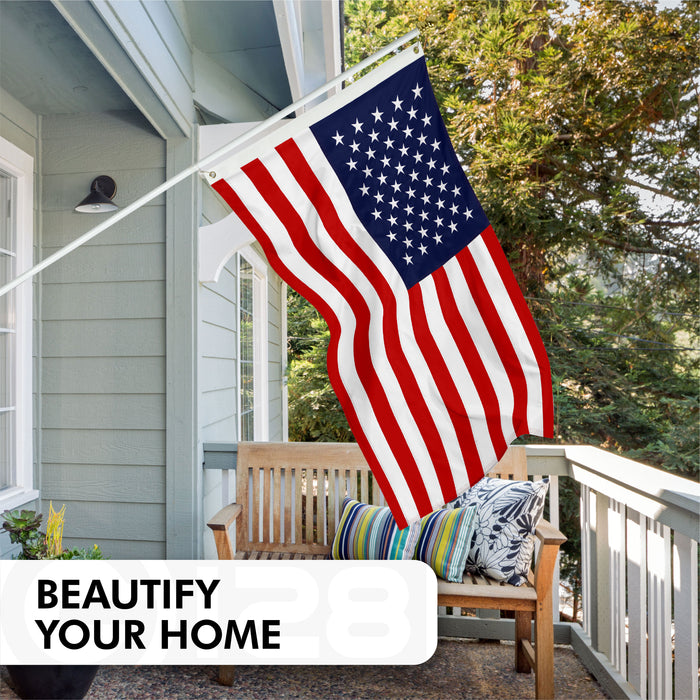 American Flag | 5x8 Ft | Long Lasting US Flag, Made From 210D Polyester, Embroidered Stars, Sewn Stripes, Brass Grommets, Vivid Color, Outdoor/Indoor