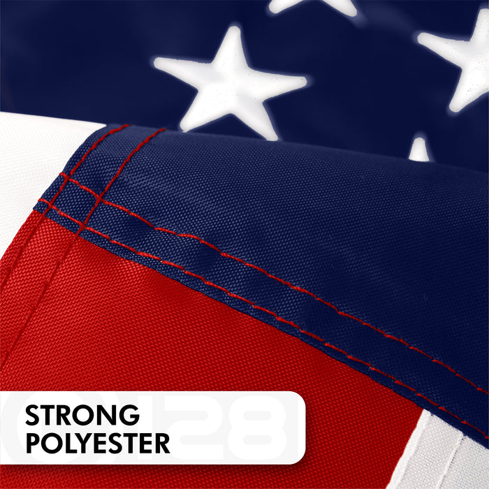 American Flag | 2x3 Ft | Long Lasting US Flag, Made From 210D Polyester, Embroidered Stars, Sewn Stripes, Brass Grommets, Vivid Color, Outdoor/Indoor