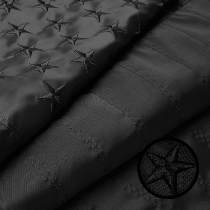 G128 All Black American Flag | 2x3 Ft | Long Lasting US Flag, Made From 210D Polyester, Embroidered Stars, Sewn Stripes, Brass Grommets, Vivid Color, Outdoor/Indoor