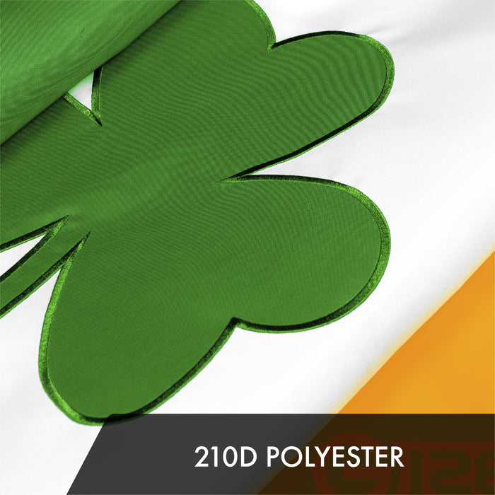 G128 2 Pack: Ireland Irish Shamrock Flag | 4x6 Ft | ToughWeave Series Embroidered 300D Polyester | Embroidered Design, Indoor/Outdoor, Brass Grommets