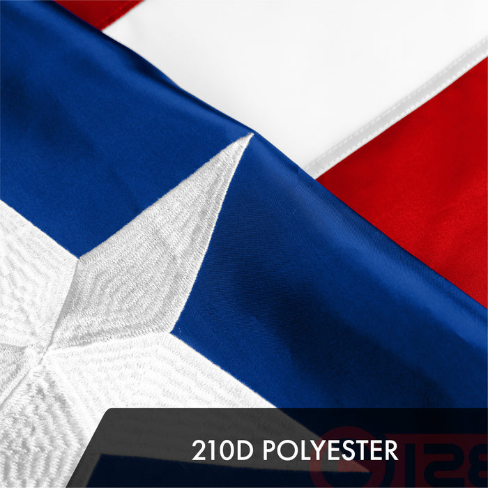 G128 Puerto Rico Puerto Rican Flag | 4x6 Ft | ToughWeave Series Embroidered 300D Polyester | Embroidered Design, Indoor/Outdoor, Brass Grommets