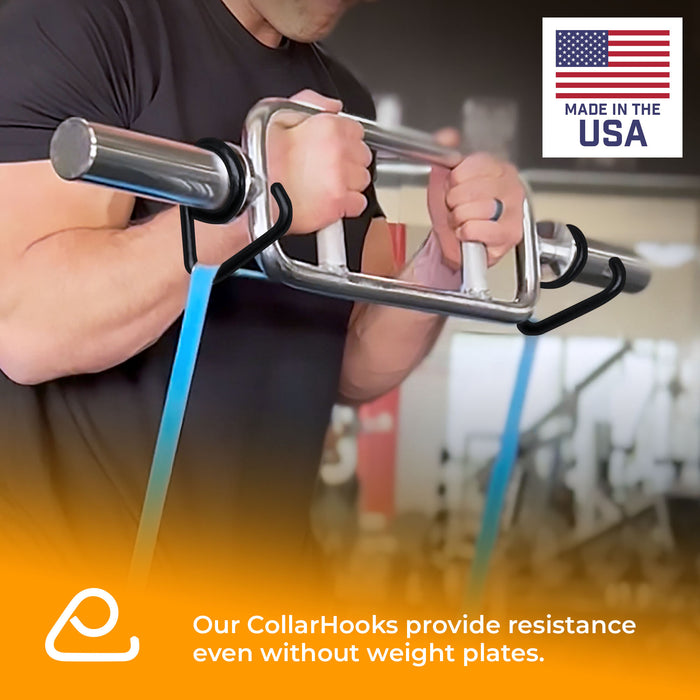 Resistance Band Bar Collar Hooks | Fitness Handles, Workout Bar Attachment, Use with Any 2" Olympic Bar | USA MADE, Fitness Accessories for Home Gym