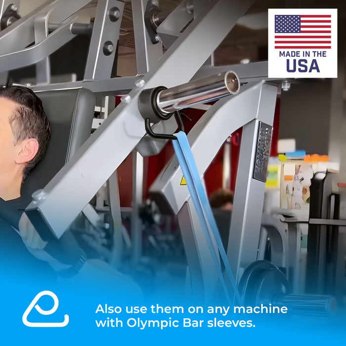 Resistance Band Bar Collar Hooks | Fitness Handles, Workout Bar Attachment, Use with Any 2" Olympic Bar | USA MADE, Fitness Accessories for Home Gym