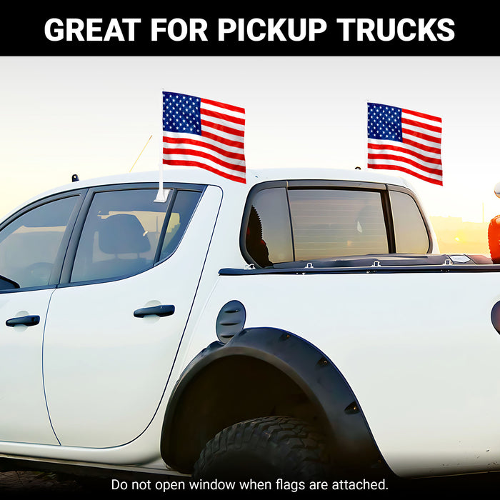 G128 2 Pack: American USA Car Flag | 11x17 In | Double LiteWeave Pro Series Double Sided Printed 150D Polyester | Flagpole Included | Perfect for Festival Celebrations, Parades