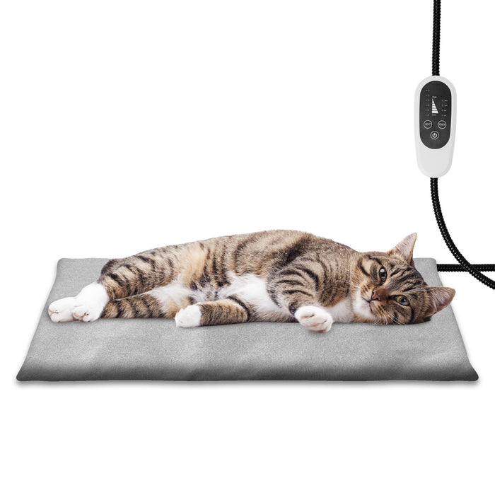 G128 Pet Heating Pad 27.56x15.75IN, 6 Adjustable Temperature Dog Cat Heating Pad with Timer, Waterproof Heated Cat Dog Bed with Chew Resistant Cord, Indoor Electric Pet Heated Mat