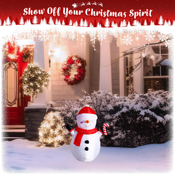 G128 3.5 ft H Snowman with Candy Canes Christmas Inflatable Decor with LED Lights, Christmas Outdoor Holiday Yard Decoration, Fast Inflate, Weather-Resistant, Outdoor Use