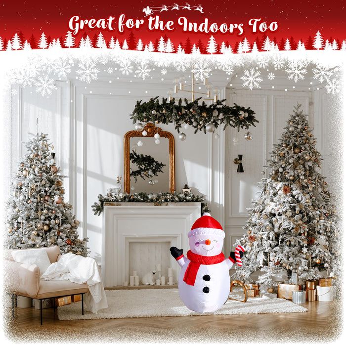 G128 3.5 ft H Snowman with Candy Canes Christmas Inflatable Decor with LED Lights, Christmas Outdoor Holiday Yard Decoration, Fast Inflate, Weather-Resistant, Outdoor Use
