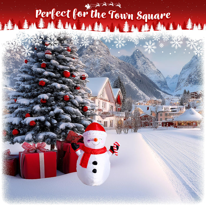 G128 3.5 ft H Snowman with Candy Canes Christmas Inflatable Decor with LED Lights, Christmas Outdoor Holiday Yard Decoration, Fast Inflate, Weather-Resistant, Outdoor Use