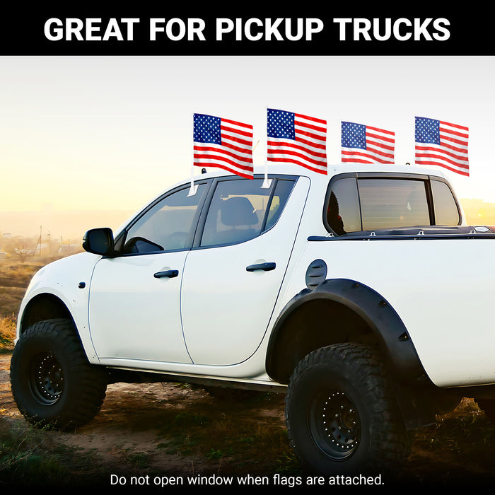 G128 4 Pack: American USA Car Flag | 11x17 In | Double LiteWeave Pro Series Double Sided Printed 150D Polyester | Flagpole Included | Perfect for Festival Celebrations, Parades