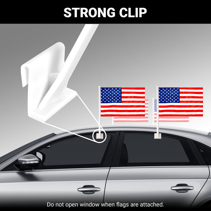 G128 4 Pack: American USA Car Flag | 11x17 In | Double LiteWeave Pro Series Double Sided Printed 150D Polyester | Flagpole Included | Perfect for Festival Celebrations, Parades