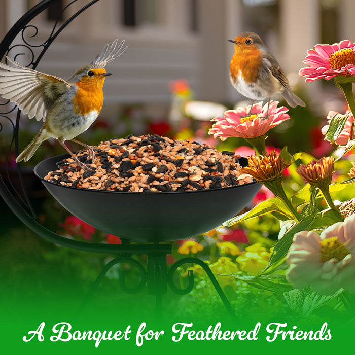 G128 2-Tier Bird Bath with Flower Planter Pedestal, 36" Bird Baths for Outdoors with Solar Lighting Lamp, Elegant Birdbath Birdfeeder for Garden Yard Patio Lawn Decor