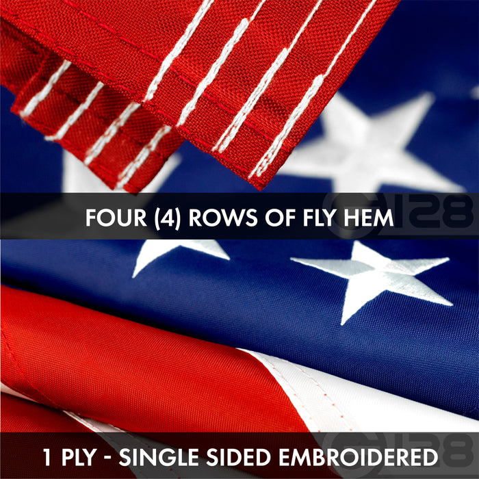 G128 Combo Pack: USA American Flag 3x5 Ft Embroidered Stars & Mexico Flag 3x5 Ft Embroidered Double Sided 3ply