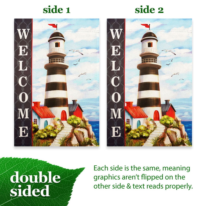 G128 Welcome Lighthouse Beach Garden Flag 12x18 In Double Sided Summer Yard Garden Lawn Decoration