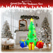 G128 7FT inflatable Christmas tree with three gift boxes and built-in LED lights lit up in a yard