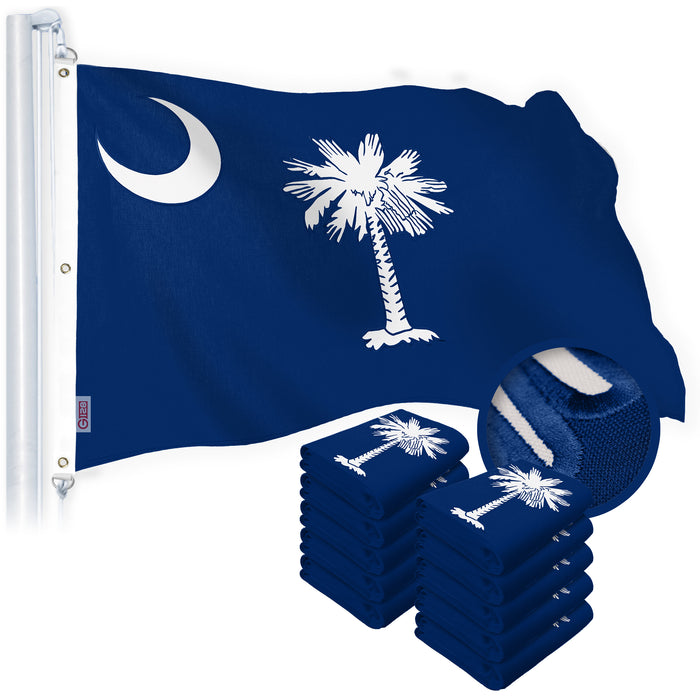 G128 10 Pack: South Carolina SC  | 6x10 Ft | StormFlyer Series Embroidered 220GSM Spun Polyester | Embroidered Design, Indoor/Outdoor, Brass Grommets, Heavy Duty, All Weather