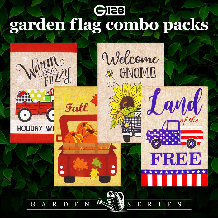 G128 set of 4 seasonal pickup trucks garden flags, 12x18 inch, photo 4