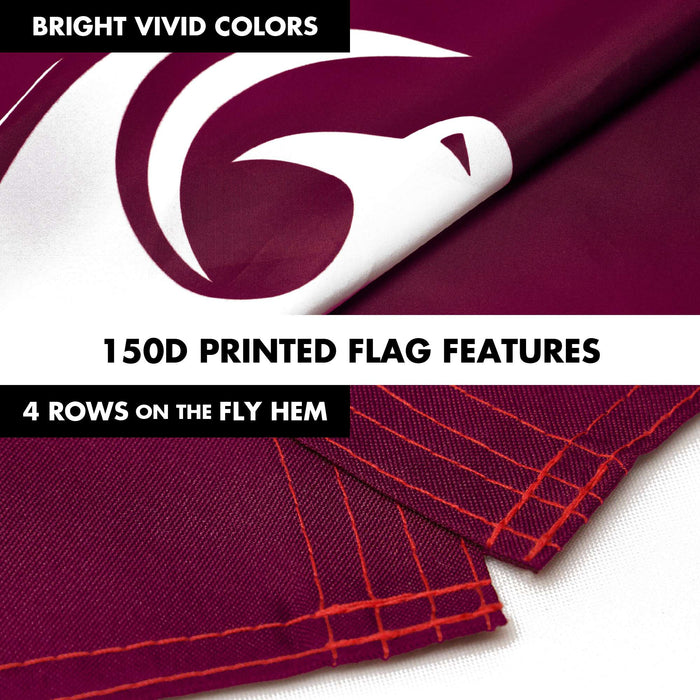 G128 Combo Pack: 6 Ft Twist Free Aluminum Spinning Flagpole (Silver) & Phoenix Flag | 3x5 Ft | LiteWeave Pro Series Printed 150D Polyester | Pole with Flag Included
