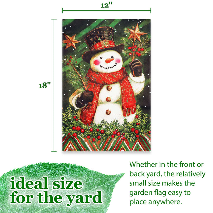 G128 Christmas Red Scarf Snowman Holly Garden Flag 12x18 In Double Sided Christmas Yard Garden Lawn Decoration