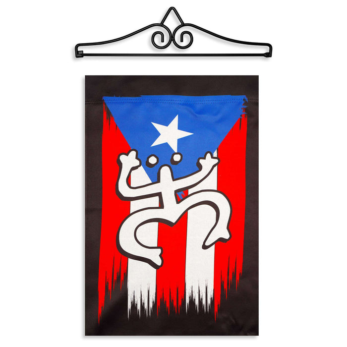 G128 12x18IN Puerto Rico Coqui Frog Garden Flag with 14IN Hanger
