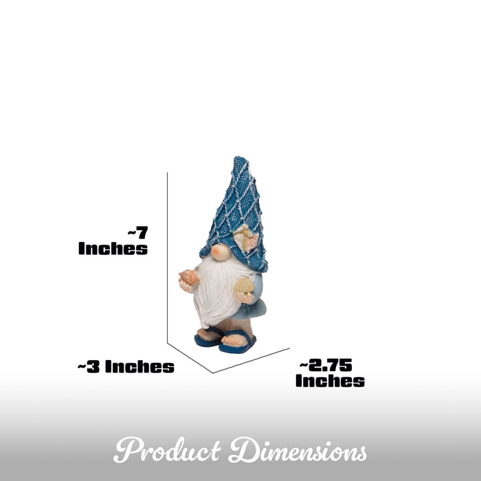 G128 Coastal Gnome Statue Set of 2 | Beach Themed Seasonal Gnome Figurines for Bookshelf, Home, Garden