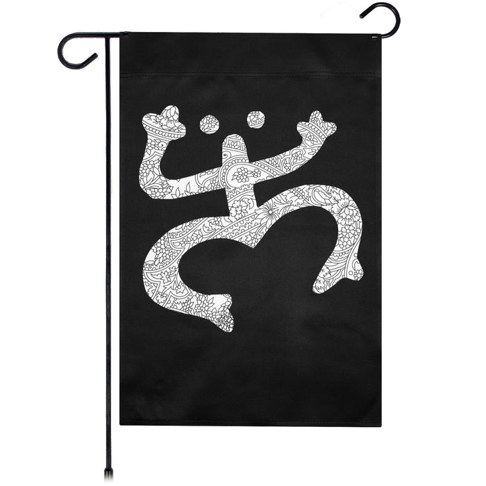 G128 Floral Coqui Frog Black Garden Flag 12x18 In Double Sided Yard Garden Lawn Decoration