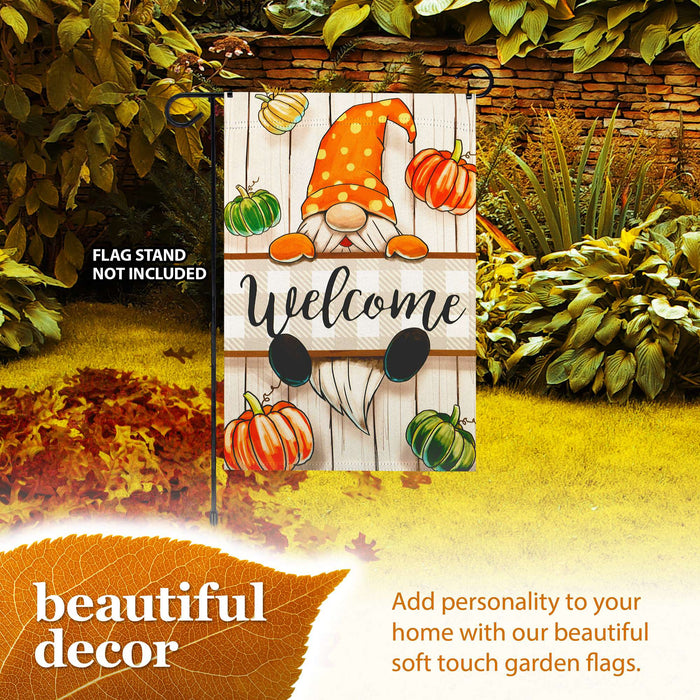 G128 Autumn Welcome Gnome Garden Flag 12x18 In Double Sided Fall Yard Garden Lawn Decoration