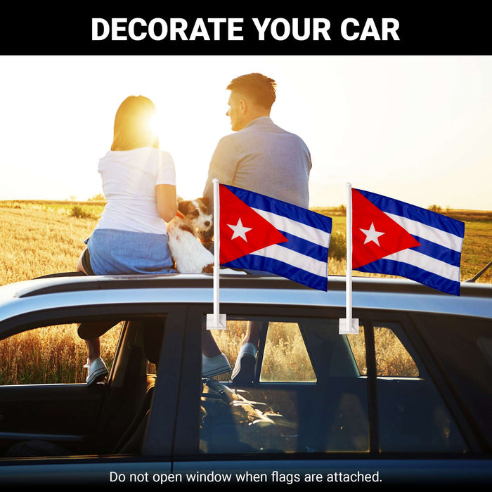 G128 2 Pack: Cuba Cuban Flag | 11x17 In | Double LiteWeave Pro Series Double Sided Printed 150D Polyester | Flagpole Included | Perfect for Festival Celebrations, Parades
