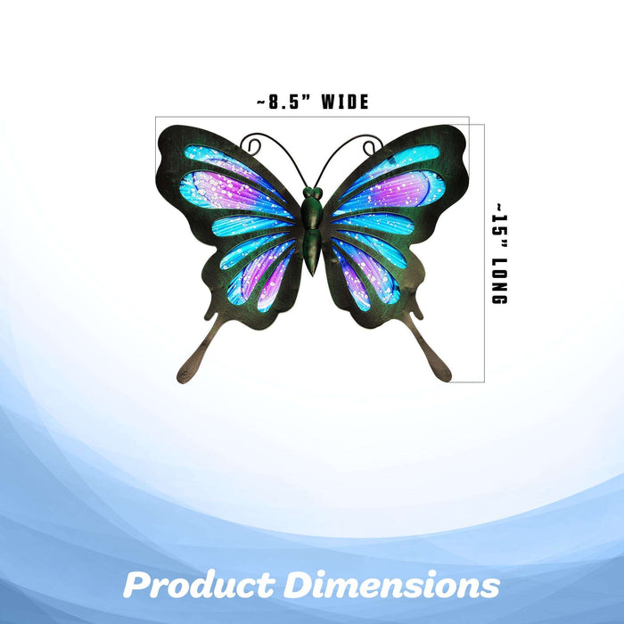 G128 Butterfly Metal Wall Art Decor | Blue and Purple Butterfly Indoor Outdoor Wall Art Hanging Decor for Bedroom, Living Room, Garden, Patio