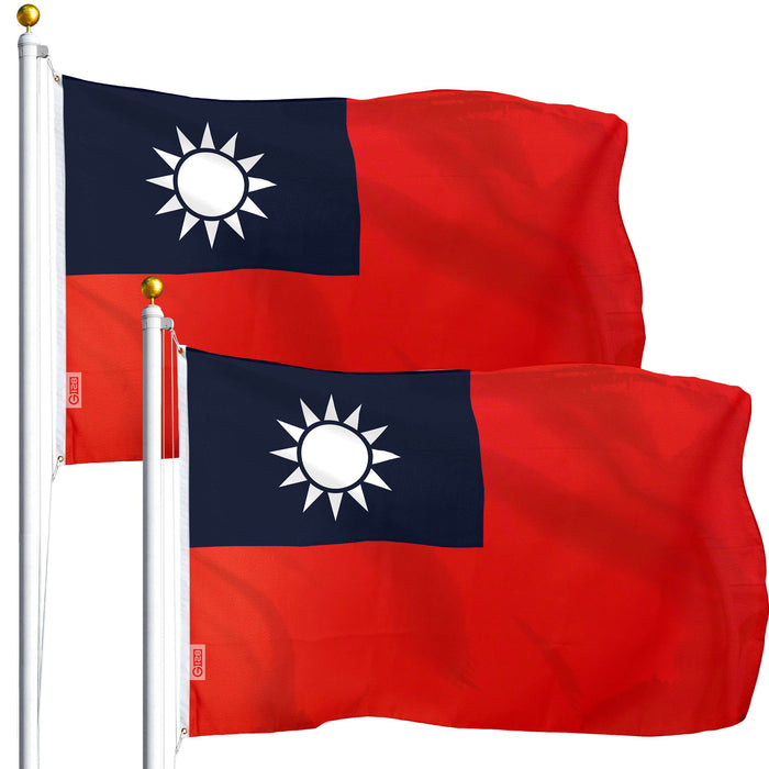 G128 2 Pack: Taiwan Taiwanese Flag | 2x3 Ft | LiteWeave Series Printed 100D Polyester | Indoor/Outdoor, Vibrant Colors, Brass Grommets