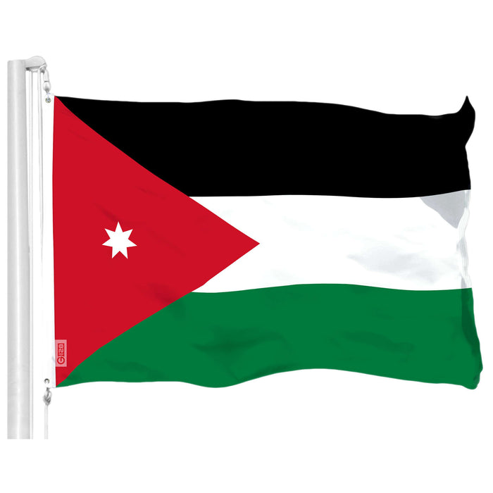G128 Jordan Flag | 3x5 Ft | LiteWeave Pro Series Printed 150D Polyester | Country Flag, Indoor/Outdoor, Vibrant Colors, Brass Grommets