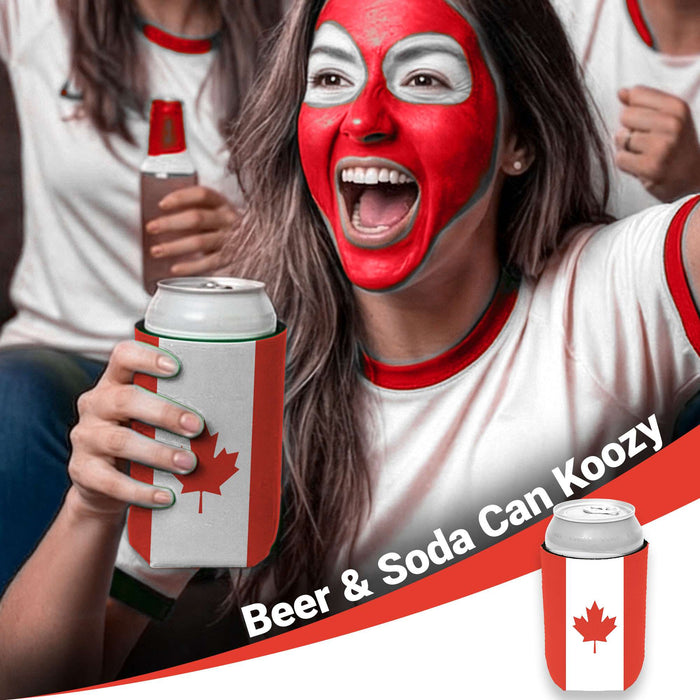 G128 World Soccer Tournament 2026 Cup Soccer Fan Set 6PCS, Canada Fan Merch with Flag and Koozie, Accessories for Sports Parties