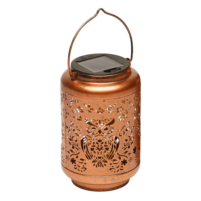 G128 Solar Owl Outdoor Lantern | Metal Waterproof Outdoor Hanging Lantern with LED Lights for Garden, Patio, Porch, Lawn