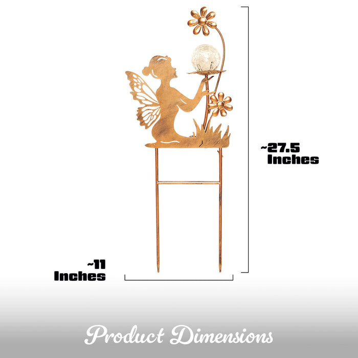 G128 Fairy Solar Lights Garden Stake Decor for Outside | 28IN Metal Fairy Figurine Stake Decor for Patio Lawn Yard Pathway Outdoor Home