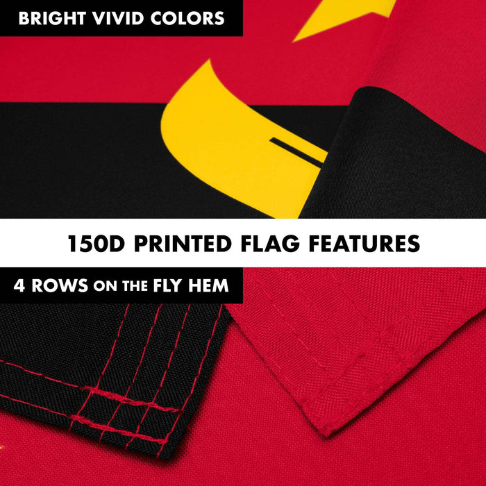 G128 Combo Pack: 6 Ft Twist Free Aluminum Spinning Flagpole (Silver) & Angola Flag | 3x5 Ft | LiteWeave Pro Series Printed 150D Polyester | Pole with Flag Included