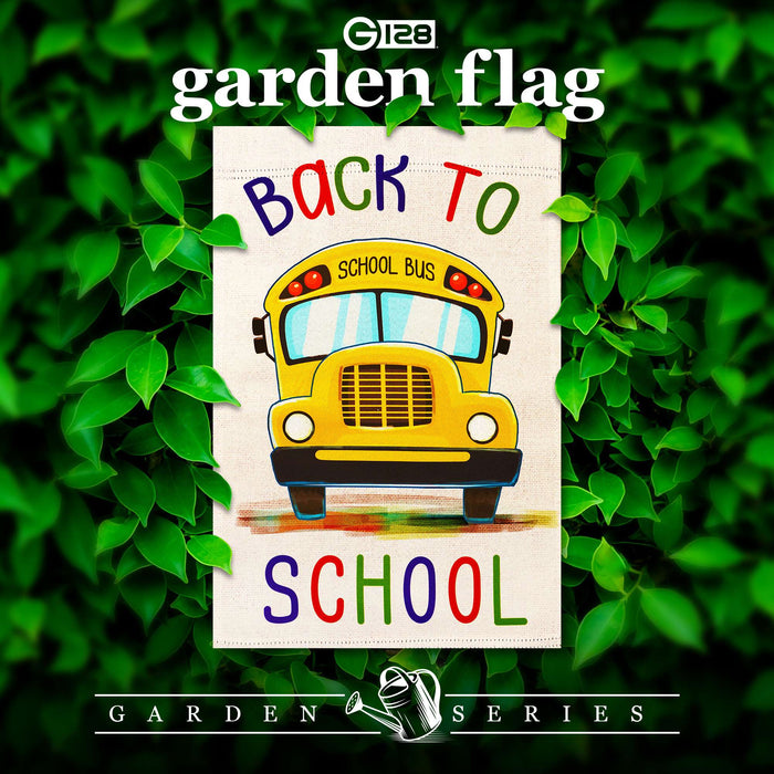 G128 Back to School Bus Garden Flag 12x18 In Double Sided Back to School Yard Garden Lawn Decoration