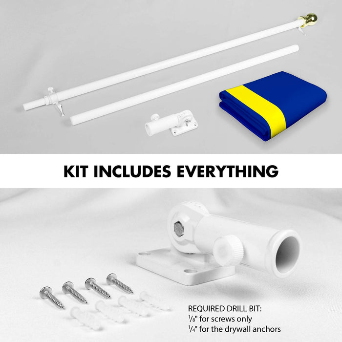 G128 Combo Pack: 6 Ft Twist Free Aluminum Spinning Flagpole (White) & Curacao Flag | 3x5 Ft | LiteWeave Pro Series Printed 150D Polyester | Pole with Flag Included