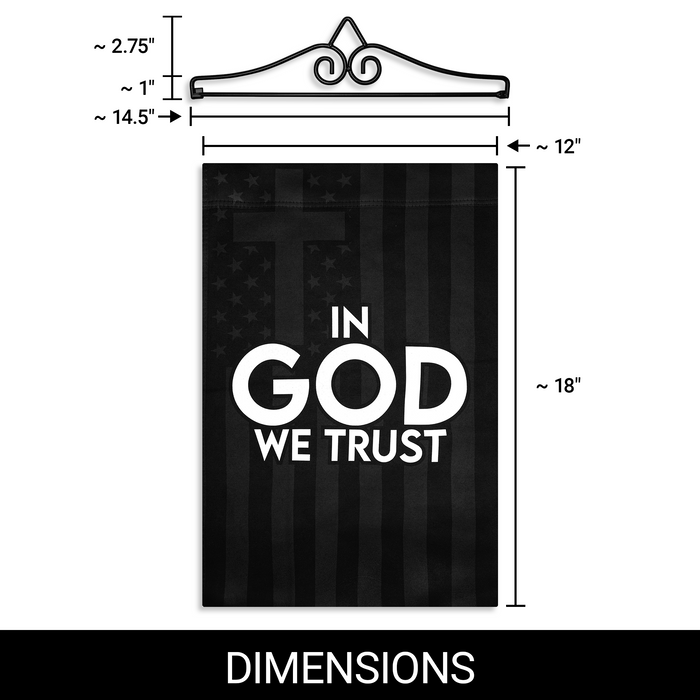 G128 Combo Pack Garden Flag Hanger 14IN & Garden Flag In God We Trust Patriotic Printed 12x18IN Double Sided Yard Garden Lawn Decoration