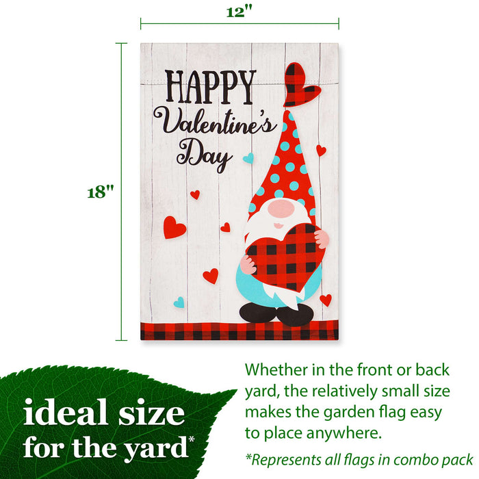 G128 set of 6 valentine's and seasonal gnomes garden flags, 12x18 inch, photo 4