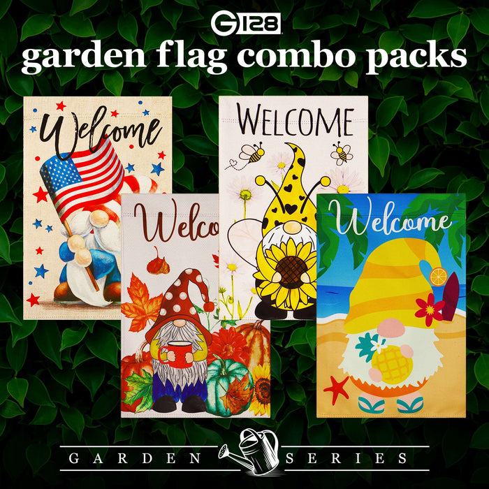 G128 set of 4 patriotic and seasonal gnomes garden flags, 12x18 inch, photo 5