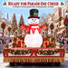 G128 5FT inflatable Christmas snowman with top hat, red scarf and Let It Snow banner lit up in a yard