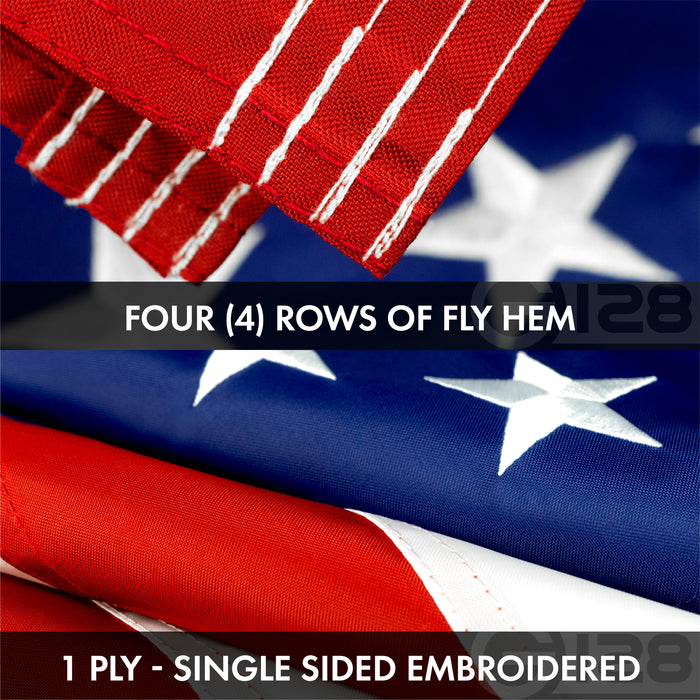 G128 Combo Pack: USA American Flag 3x5 Ft Embroidered Stars & Peru (Peruvian) Flag 3x5 Ft Double-sided Embroidered 210D