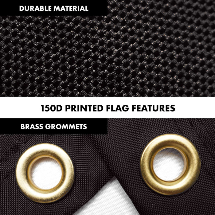 G128 Combo Pack: 6 Ft Tangle Free Aluminum Spinning Flagpole (Black) & In God We Trust Patriotic Flag 3x5 Ft, LiteWeave Pro Series Printed 300D Polyester | Pole with Flag Included
