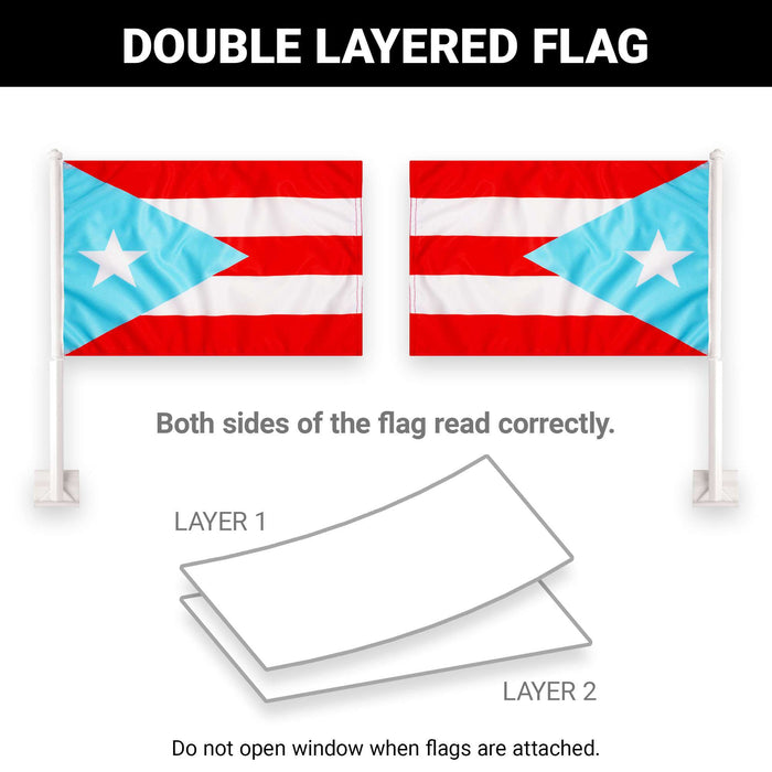 G128 2 Pack: Puerto Rico Light Blue Flag | 11x17 In | Double LiteWeave Pro Series Double Sided Printed 150D Polyester | Flagpole Included | Perfect for Festival Celebrations, Parades