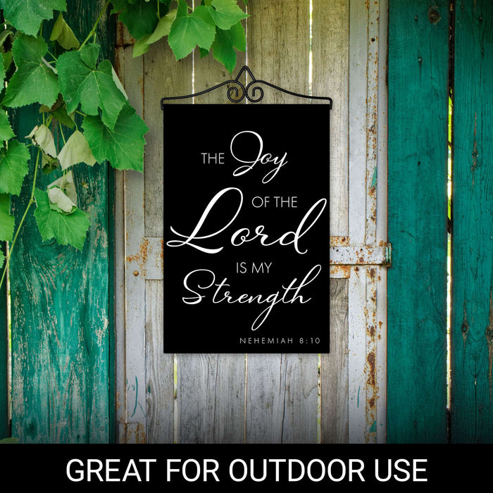 G128 Combo Pack Garden Flag Hanger 14IN & Garden Flag Joy of the Lord Scripture Printed 12x18IN Double Sided Yard Lawn Decoration