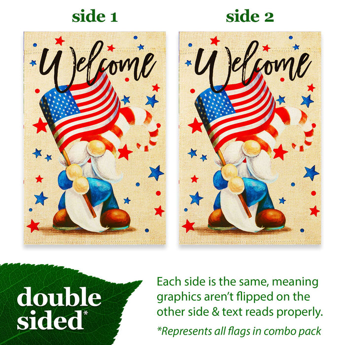 G128 set of 4 patriotic and seasonal gnomes garden flags, 12x18 inch, photo 4