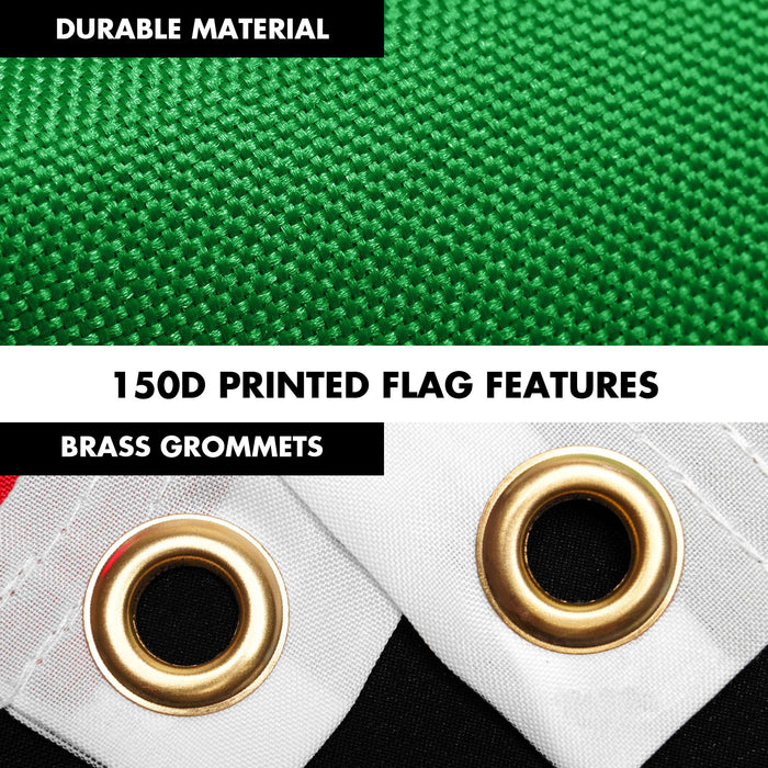 G128 Combo Pack: 6 Ft Twist Free Aluminum Spinning Flagpole (White) & Libya Flag | 3x5 Ft | LiteWeave Pro Series Printed 150D Polyester | Pole with Flag Included