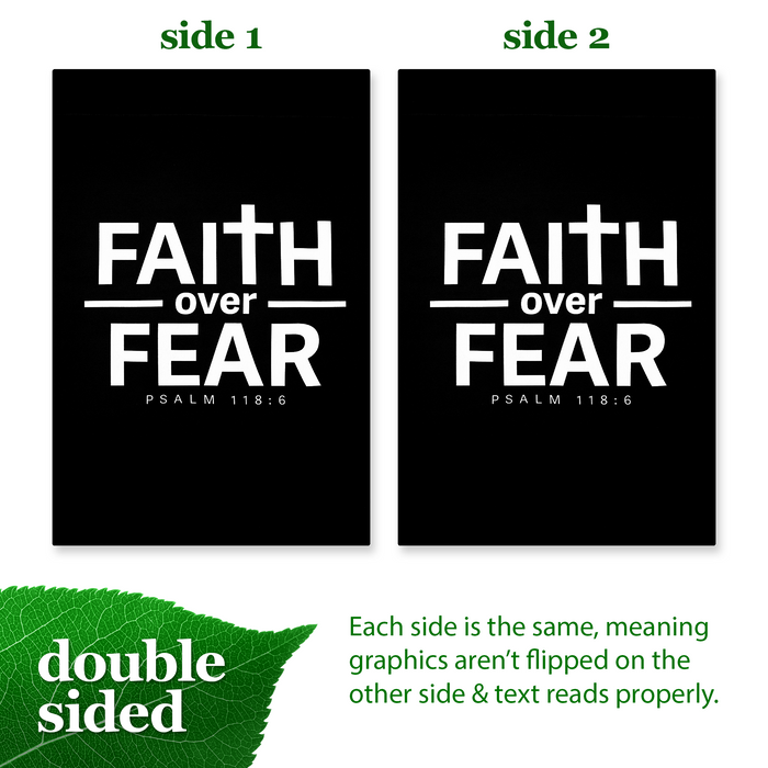 G128 Faith Over Fear Scripture Garden Flag 12x18 In Double Sided Bible Verses Yard Garden Lawn Decoration