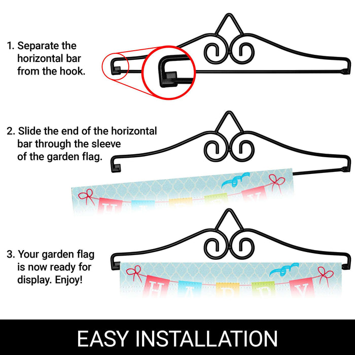 G128 Combo Pack Garden Flag Hanger 14IN & Garden Flag Happy Birthday Presents Printed 12x18IN Double Sided