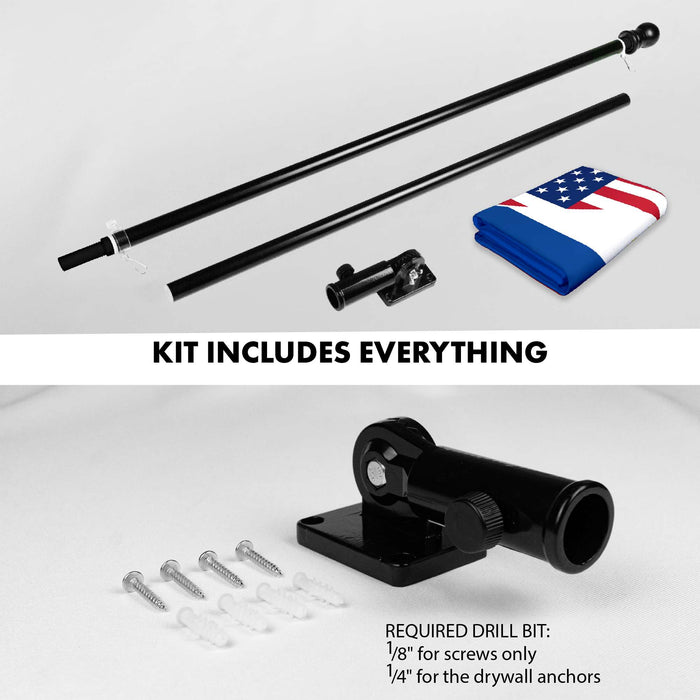 G128 Combo Pack: 6 Ft Tangle Free Aluminum Spinning Flagpole (Black) & El Salvador USA Friendship Flag | 3x5 Ft |LiteWeave Pro Series Printed 150D Polyester | Pole with Flag Included